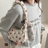 Corduroy Sweet Strawberry Crossbody Bag Cute Small Underarm Bag Fashion Trendy Zipper Handbag Mini Shoulder Bags Tote