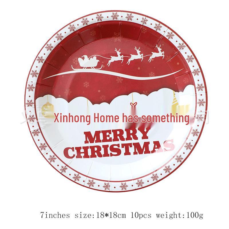 Festliches Weihnachtsgeschirr-Set: Pappteller, Servietten, Becher, Unregelmäßige Teller, Tischdecke, Besteck für Neujahrspartys