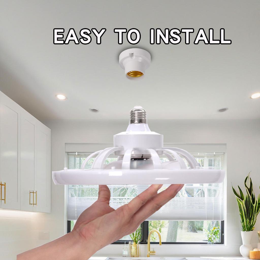 LED Ceiling Fan Light E27 With Remote Control Dimming 3-speed Ddjustable Wind Speed Suitable for Living Room Study Bathroom