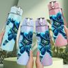1PC Ice Hockey Player Color Art Print 750ml Color Plastic Sports Water Bottle Leakproof Flip Straw Lid Suitable for Sports Office Home Use