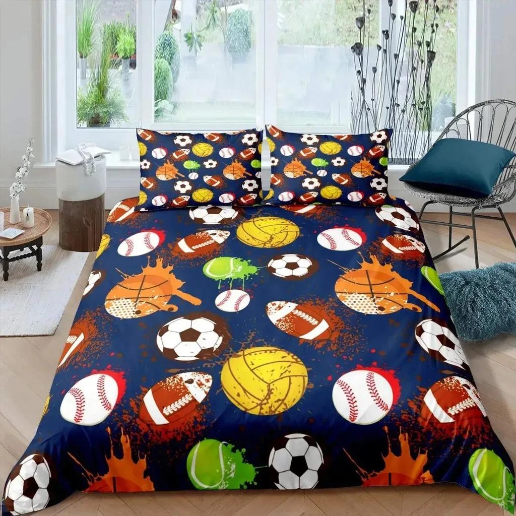 Tennis Ball Duvet Cover Set Sports Game Themed Bedding Set Twin Size for Boys Teens Adult Tennis Racket Ball Comforter Cover