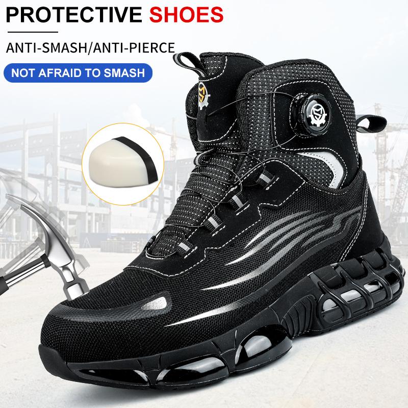 High-Top Rotating Buckle Safety Shoes for Men and Women, Labor Protection Shoes, Protective Shoes, Work Shoes, Shock-Resist