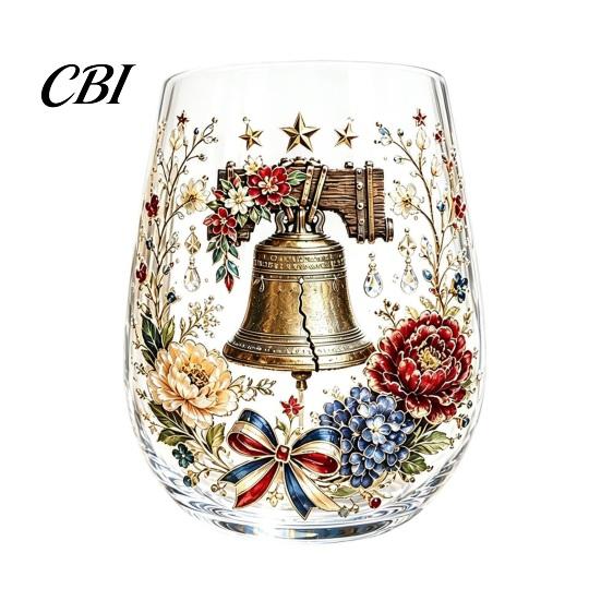 Patterned Translucent Glass Cup, Egg Shape Clear Lead-Free Crystal Enamel Painted Golden Rim Water Cup Vintage Drinking Tumbler, Large Capacity