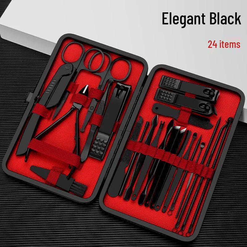 

Мужской черный набор для ухода за ногтями: Кусачки, Ухочистка, Ножницы для кутикулы, Инструменты для педикюра