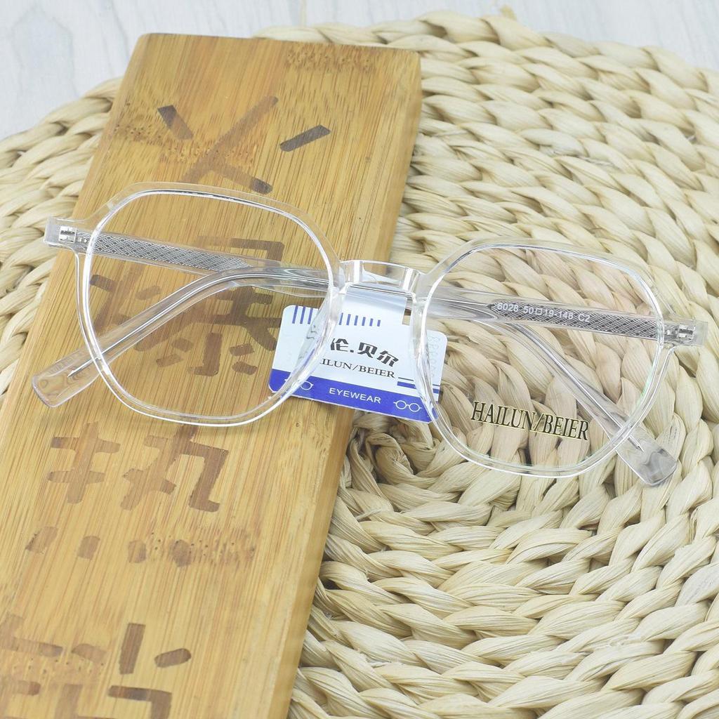 Trendy Women's and Men's Polygonal Net Red Glasses - Full Frame TR90 Plano Transparent Eyewear