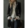 Women's Turn Down Collar Long Sleeve Blazer Regular Fit Elegant Embroidered Velvet Coat