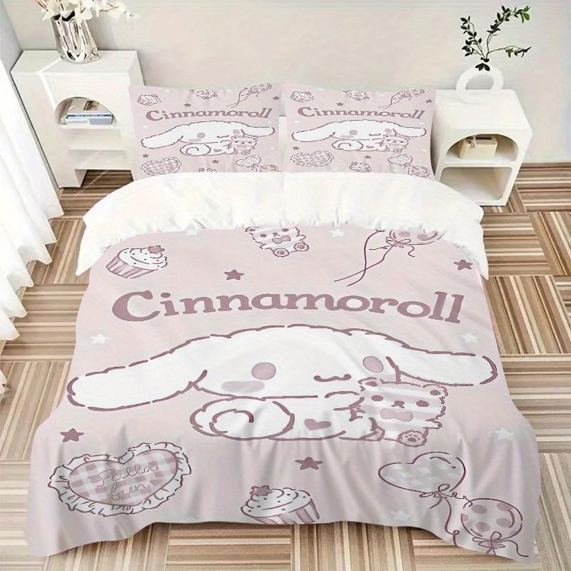 3pcs Heart Cinnamoroll Sanrio Print Cover Set Ultra Soft, Breathable, and Comfortable Bedding with Stylish Design for Bedroom and Guest Room Deco