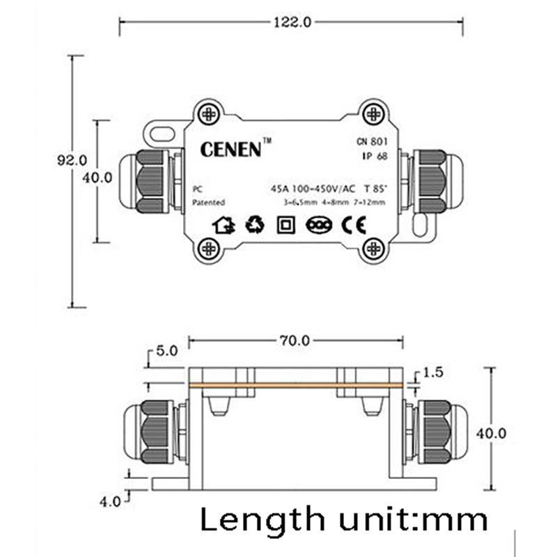 2Way Waterproof Ip68 Electrical Cable Wire Connector Junction Box For Outdoor