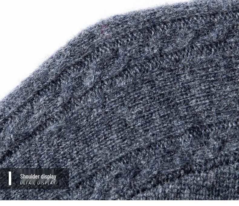 Men's 100% Merino Wool Half-Zip Pullover Sweater - Warm Winter Wear for Middle-Aged Men