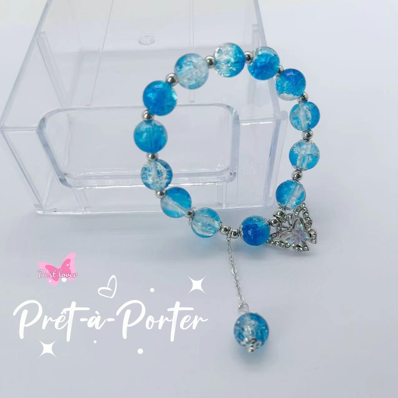 Hot-Selling Floral Butterfly Ins Niche Design Forest Style Fairy Sweet Best Friend Colorful Bead Bracelet S486 Butterfly Bracelet