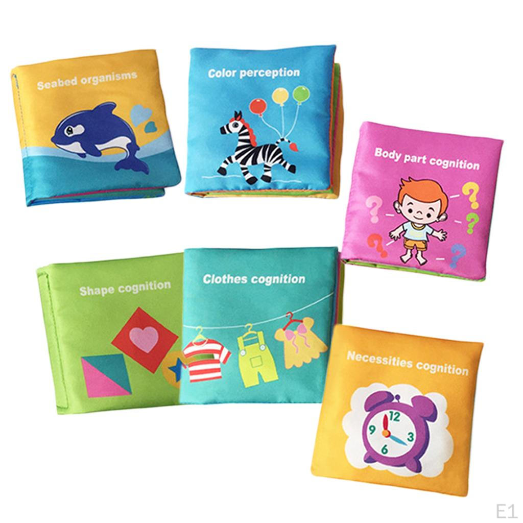 6 Pcs Development Cloth Book Educational Toy (Body Parts Weather Animal Recognition) For Kids Early