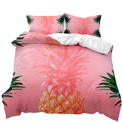 Pineapple Duvet Cover Set White Twin Bedding Set Teen Adults Yellow Abstract Tropical Fruits Pineapple Polyester Comforter Cover