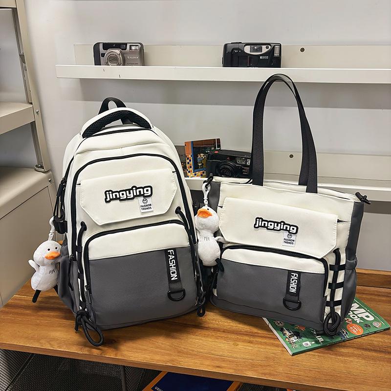 Lulu Japanese Casual Backpack Set: Large Capacity Schoolbag for College, Junior High Students, and Men & Women's Portable Use.