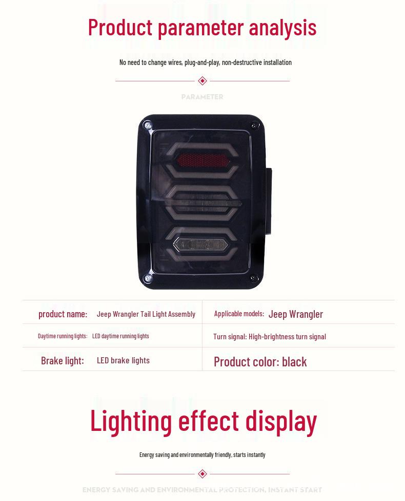 LED Taillight Assembly for 07-17 Jeep Wrangler JK: Daytime Running, Brake, and Turn Signal Lights