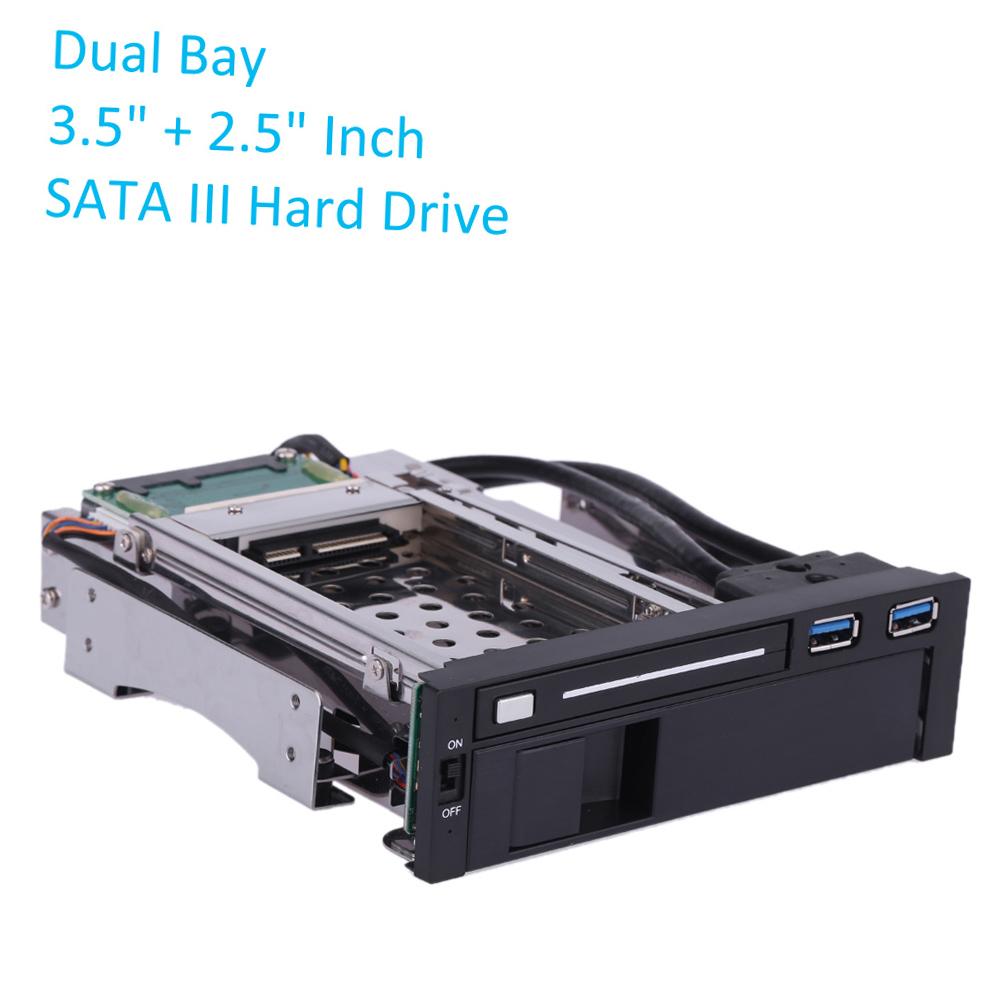 Dual Bay 3.5  + 2.5  Inch SATA III Hard Drive HDD & SSD Tray Caddy Internal Mobile Rack Enclosure Docking Station with