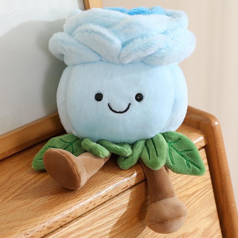 22cm Cartoon With Legs Rose Flower Plush Doll Pink Blue White Rose Plant Potted Plush Toy Home Decoration Gift For Children