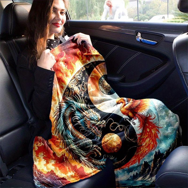 1pc Dragon and Phoenix in Cosmic Balance Blanket Seasonal Universal Home Decorative, Living Room, Travel, Camping, Car Blankets