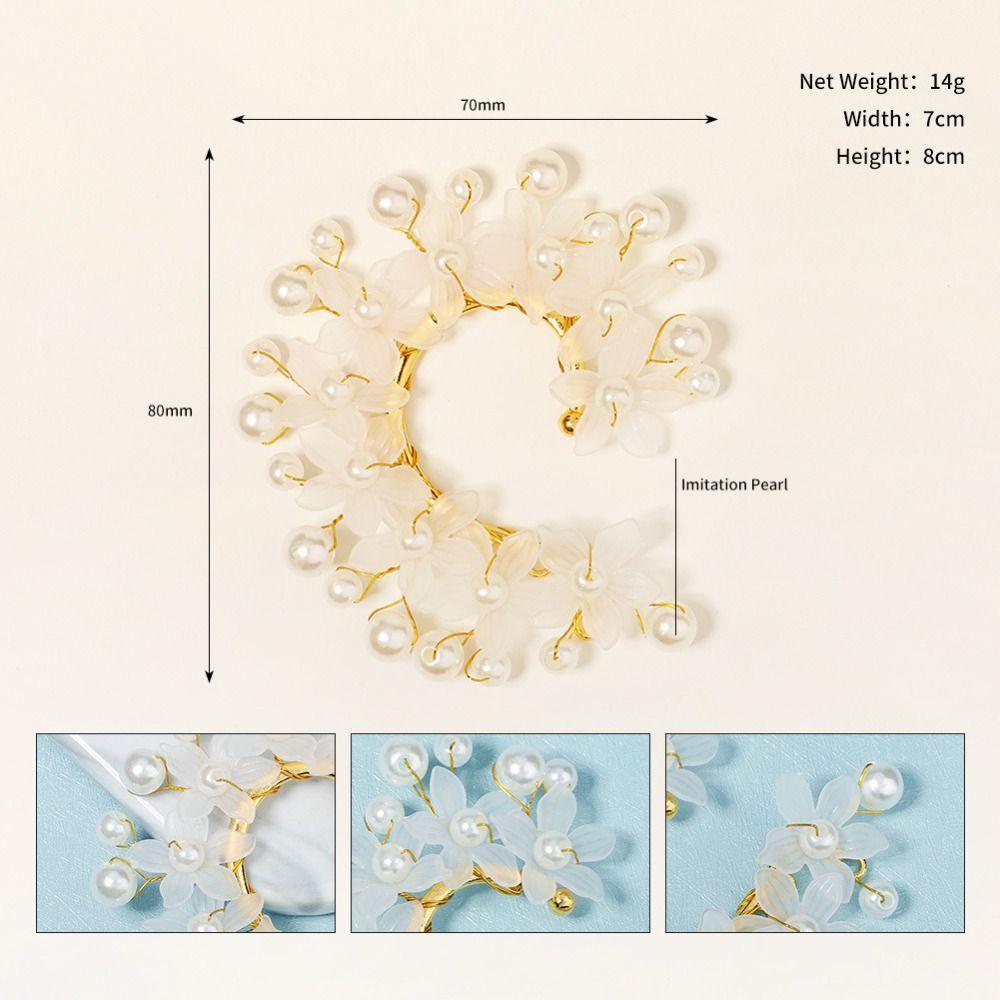Fairy Pearl Flower Ear Cuffs Chic Rhinestone Ear Clips Aesthetic Butterfly Elf Ear Cuff  Girls