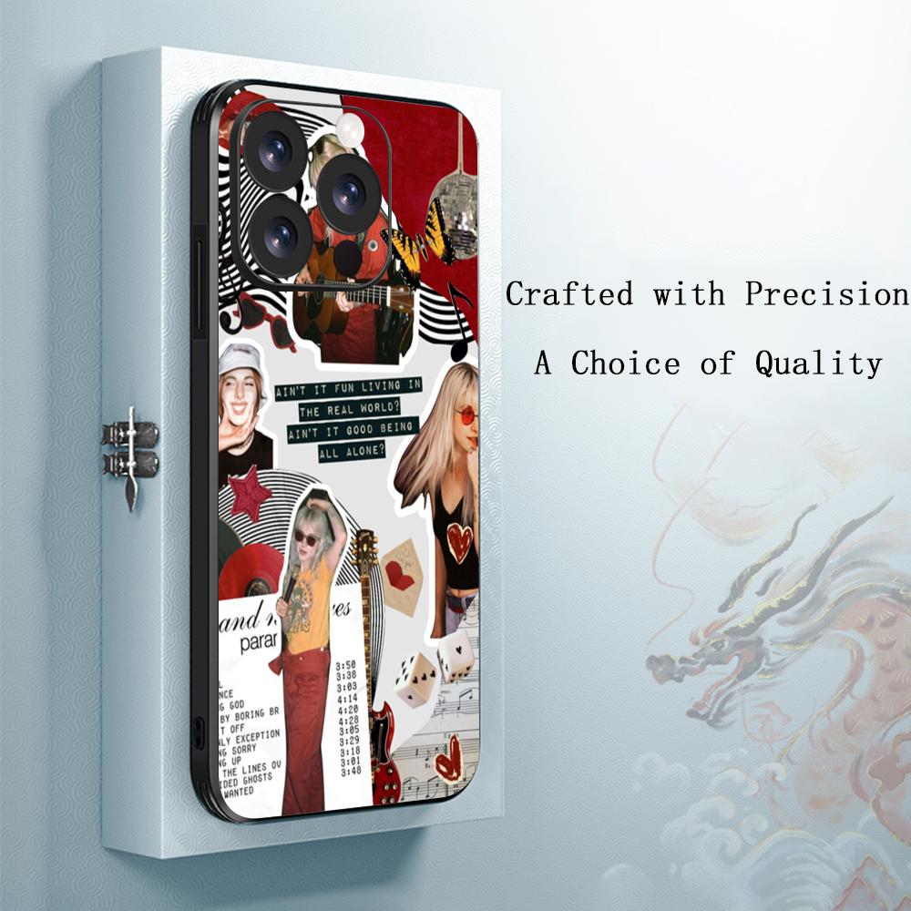 Cool Paramore band pattern design Phone Case For iPhone 17 16 16e 15 14 13 12 Plus Mini Pro Max Soft black Shockproof Cover