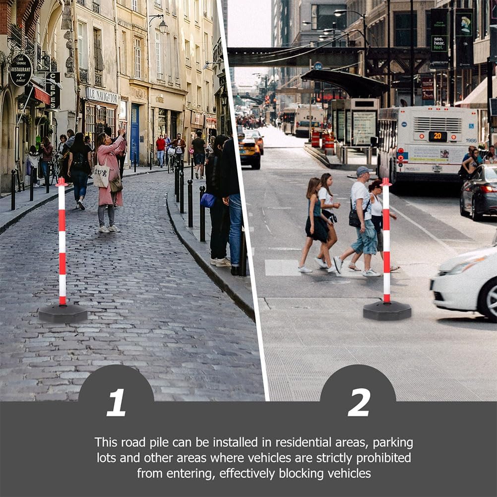 Traffic Delineator Post with Wheels 23.4 Inch High Elastic Warning Column for Garage Parking Safety Vehicle Collision Cushion and Car Stop Indicator