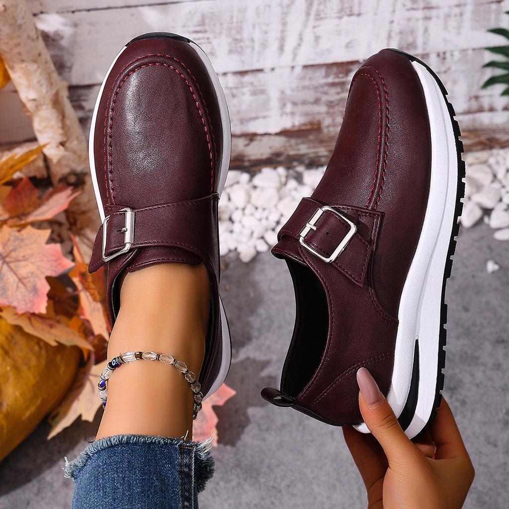 Scarpe da Donna Nuove Taglie Forti Primavera/Autunno, Mocassini Spessi Stile Europeo e Americano, Scarpe Singole Casual con Zeppa