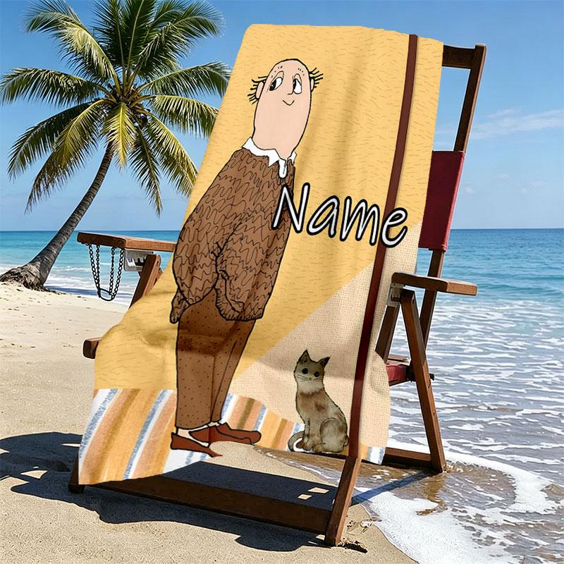 Custom Name Personalized Alfons Aberg Print Beach Towel, for Trip Camping Beach Party Home Decor, Birthday Gift for Family & Friends