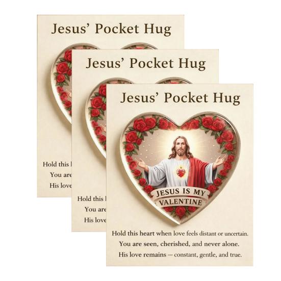 Jesus Pocket Hug Little Hug Token Card Valentine's Day with Inspirational Heart Pocket Gifts for Women