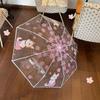 Japanese Style Manually Transparent Umbrella Three-Fold Sakura Folding Umbrella Cat Photographing Prop Rain Umbrella Raining