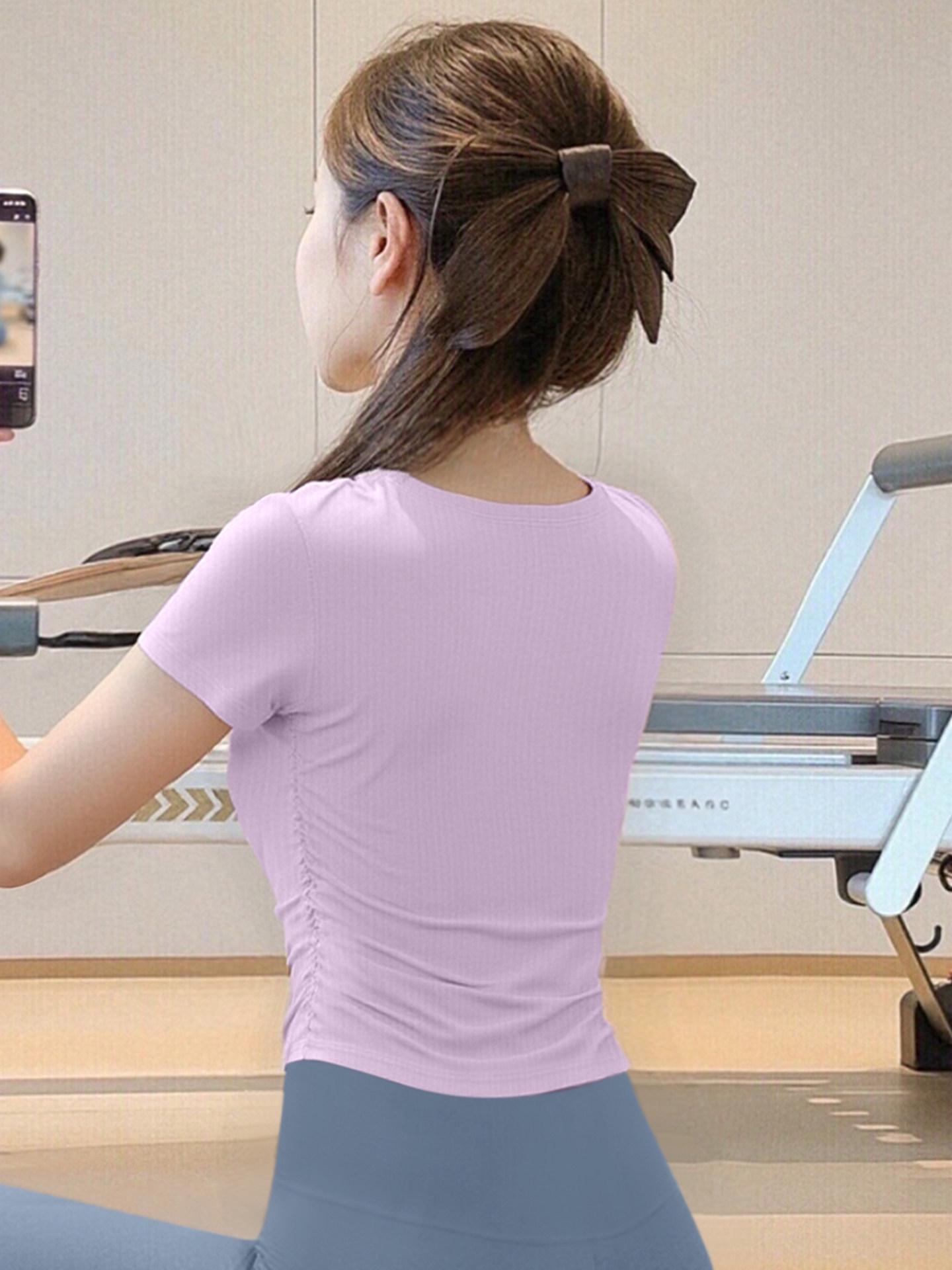 2026 Women s Yoga & Pilates Quick-Dry Cooling Short Sleeve Fitness Top L