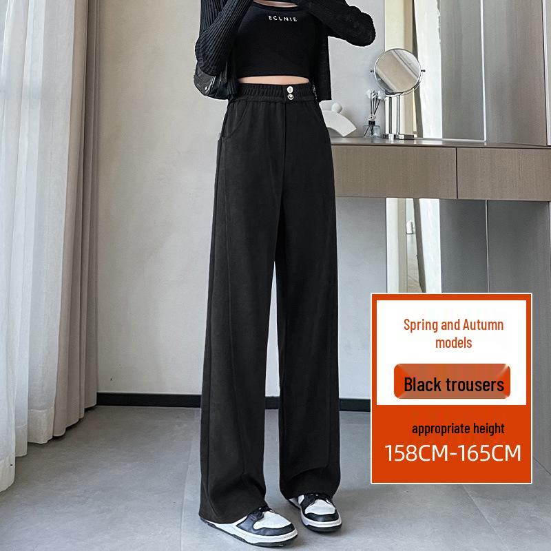 2024 Plus Size Fleece-Lined High Waist Wide Leg Pants for Women - Slimming Casual Autumn Winter Wear
