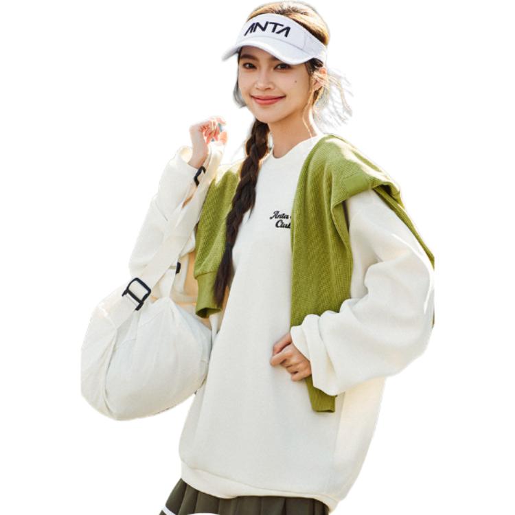 Anta Lifestyle Series Pullover Sweatshirt Spring 2026 Men Sweatshirt Ivory-White 952618702S-1