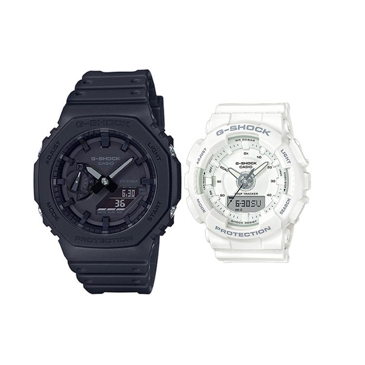 CASIO Unisex Pair Table Series Black Watch GA-2100-1A1+GMA-S130-7AER