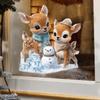 Christmas Cartoon Deer Snowman Fully Transparent Double-sided Visible Glass Home Decoration Stickers