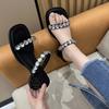 Crystal slippers female summer wear fashion fairy French transparent high heels thick heel sandals niche high-end sandals