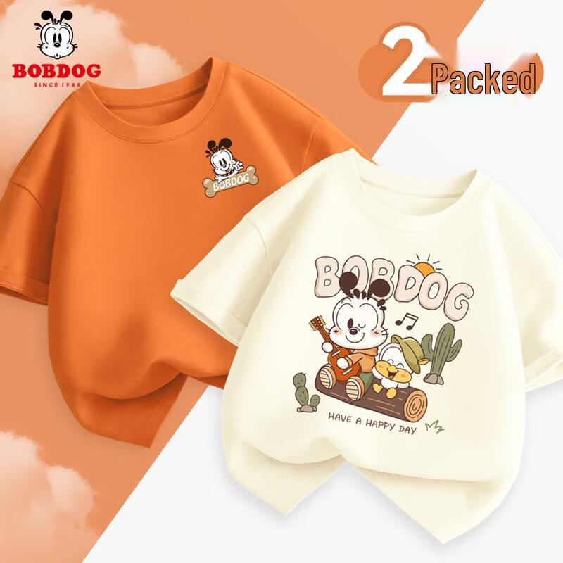 BOBDOG Boy s 2026 Summer Pure Cotton Short Sleeve T-Shirt 140