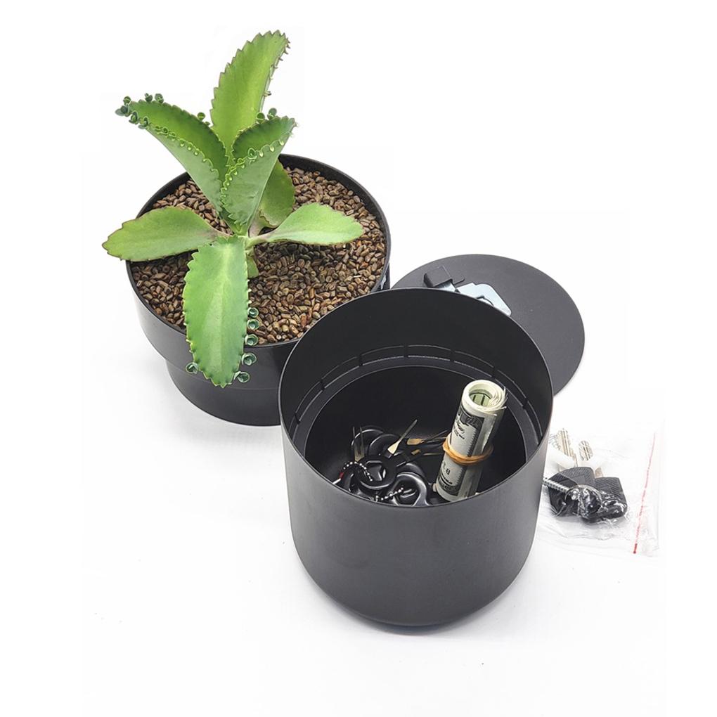 Lockable Hidden Safe Flower Pot 2-Layer Separable Security Box Secret Stash Organizer for Money Keys Jewelry & Other Valuables