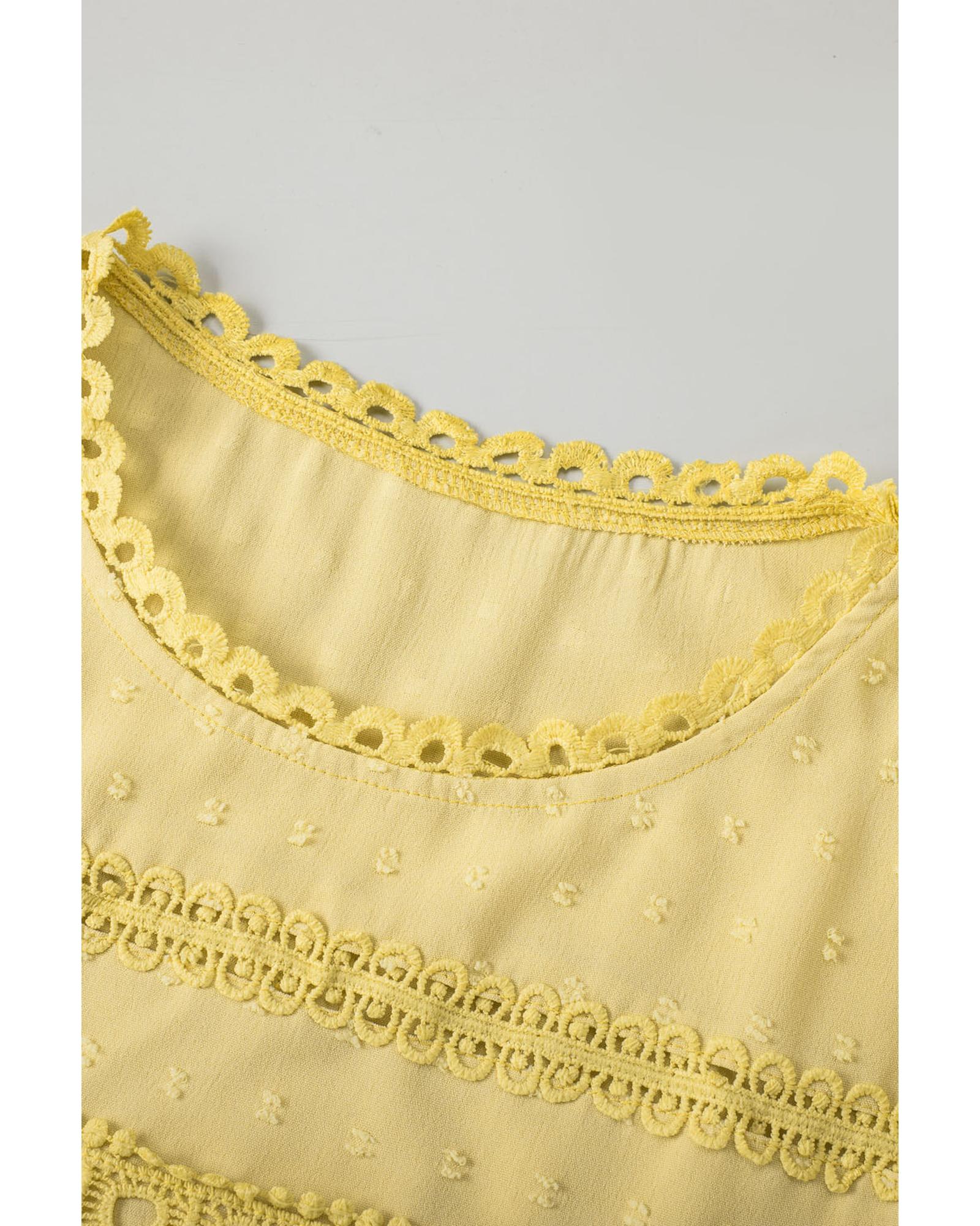 

Azura Exchange Lace Splicing Short Sleeve Top S жовтий