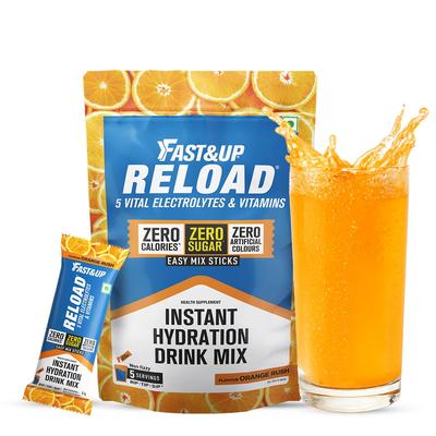 Fast&Up Reload Sachets de Poudre d'Électrolytes | Boisson d'Hydratation Zéro Sucre Ajouté avec 5 Électrolytes Essentiels Vitamine C & B12 | Chaleur Estivale, Travailo