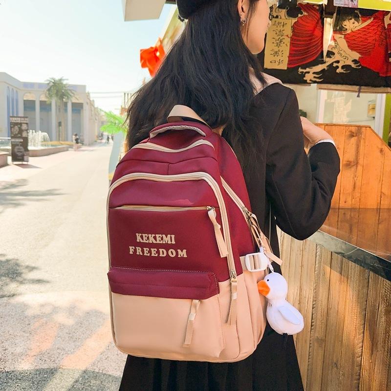 Student Schoolbag Harajuku Style Junior High School Student Ins Style Large-capacity Letter Color Matching Backpack