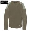Silk and Cotton Shoulder Patch with Logo Metal, V-neck Rib Knit Pullover, Khaki, RM151 H7N66WF68 Tops XS khakiUsed