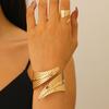 Gold Leaf Open Bracelet Ring & Earring Necklace Set - Women's Fashion Trend