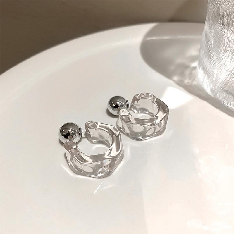 Korea Clear Acrylic Geometric C-shaped Hoop Earrings For Women Girls Trends Hanging Earrings Party Travel Jewelry Gifts