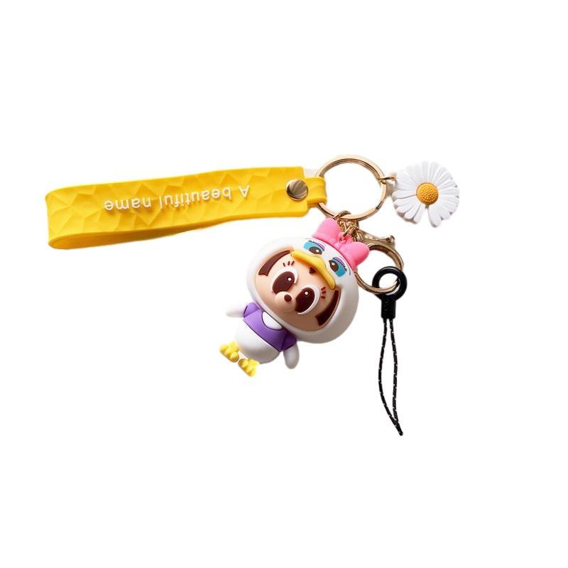 Kreativer Cartoon Eichhörnchen Stich Schlüsselanhänger Niedlicher PVC Taschenanhänger für Paare