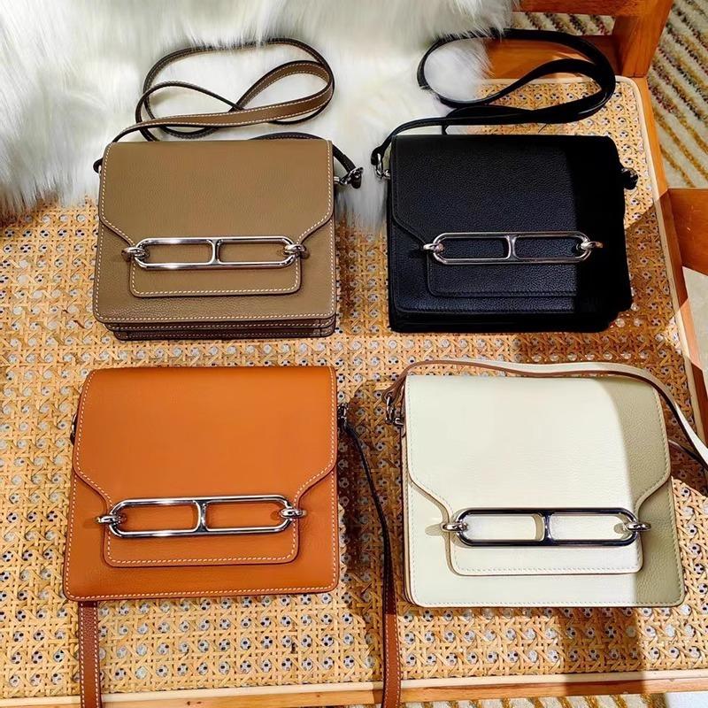 Leather women's bags are elegant, fashionable and high-end tofu bags, simple and versatile single shoulder messenger small square bags.