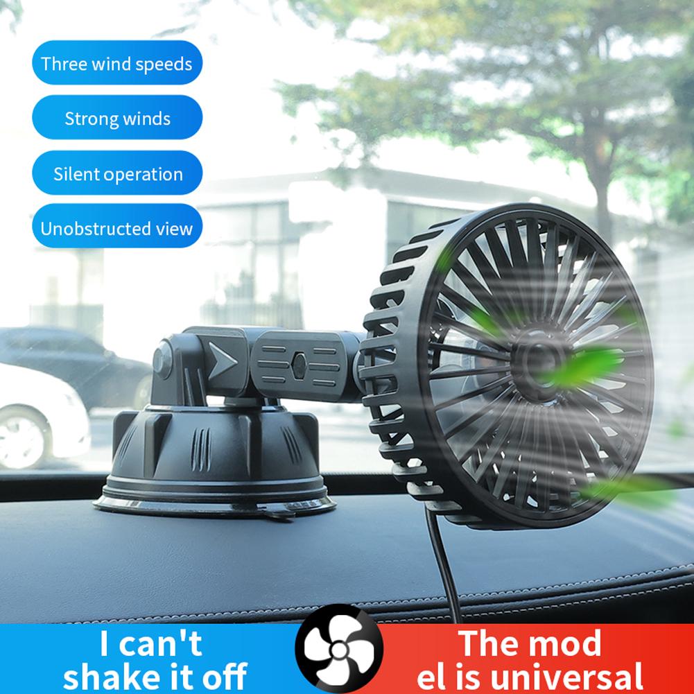 Suction Cup Electric Car Fan 12V 24V Auto Ventilation Fan USB Operated Portable Auto Cooling Fan for Truck SUV Sedan RV Van Boat