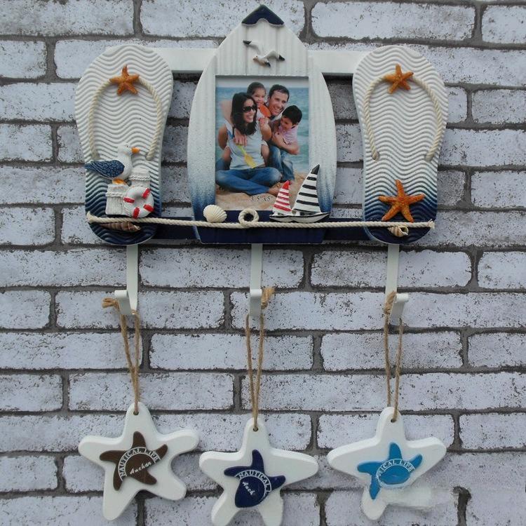 Mediterranean style, triple hooks for slippers, creative clothes and hats key hooks, home iron hooks, decorations