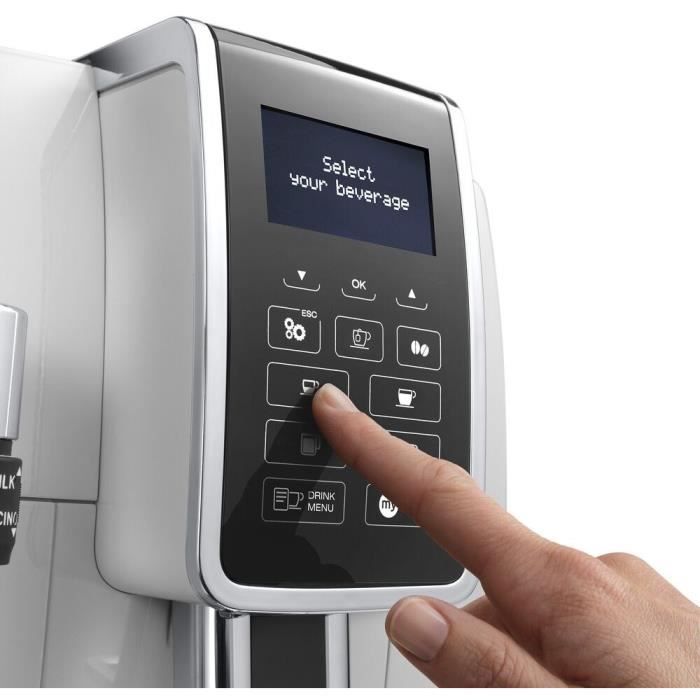 Machine expresso automatique avec broyeur - DELONGHI Dinamica ECAM350.35.W - Buse vapeur - 15 bar - Machine à café grains - Blanc