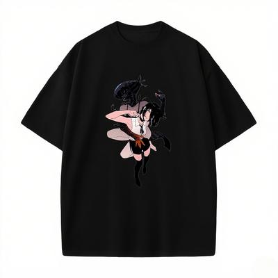 Japanese Anime Pure Cotton Short-sleeved T-shirt Crew Neck Retro Printed Cartoon Men and Women Autumn and Winter Innerwear