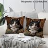 2pcs Vintage Tuxedo Cat 2D Print Throw Pillow Cover Decorative Cushion Case for Sofa Bedroom Living Room Cushion Cover