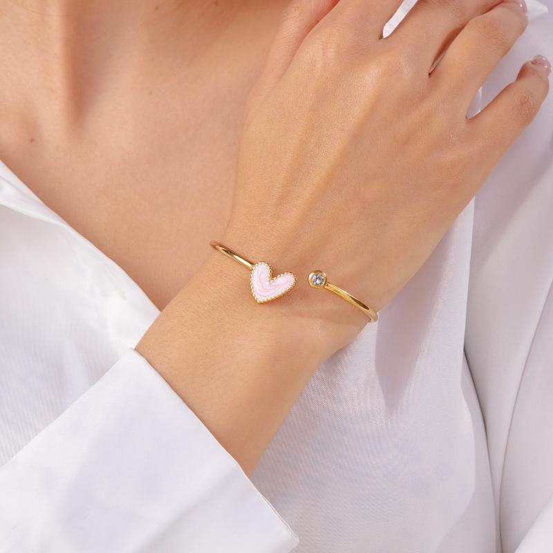 1 Piece of Colorful Heart Inlaid Zircon Open Bracelet, Women's Fashion Trend Holiday Party  Gift